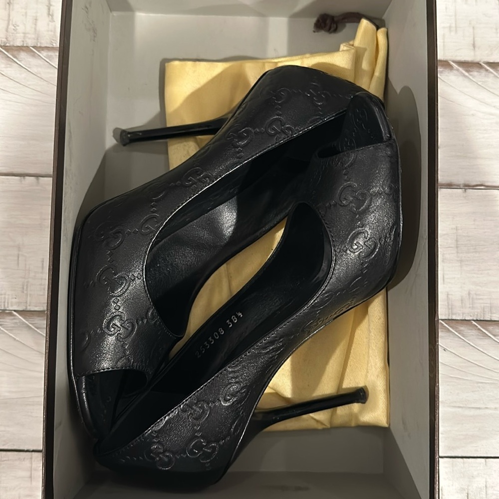 Gucci Guccissima Soft Nero Black Heels. Size 38.5 Authentic